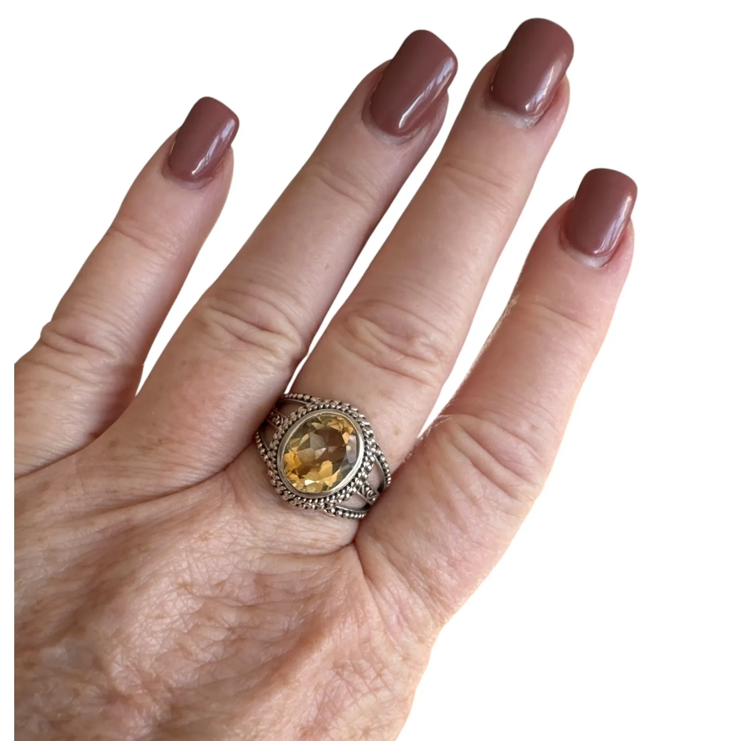 Citrine Solid 925 Sterling Silver Ring 9