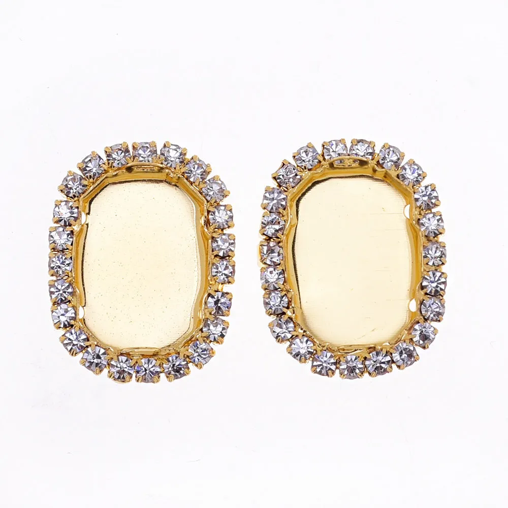 Claw chain base rhinestones with claw Long octagon cut Wedding dress accessory fit 13*18mm Rhinestone gold 20pcs 10179504