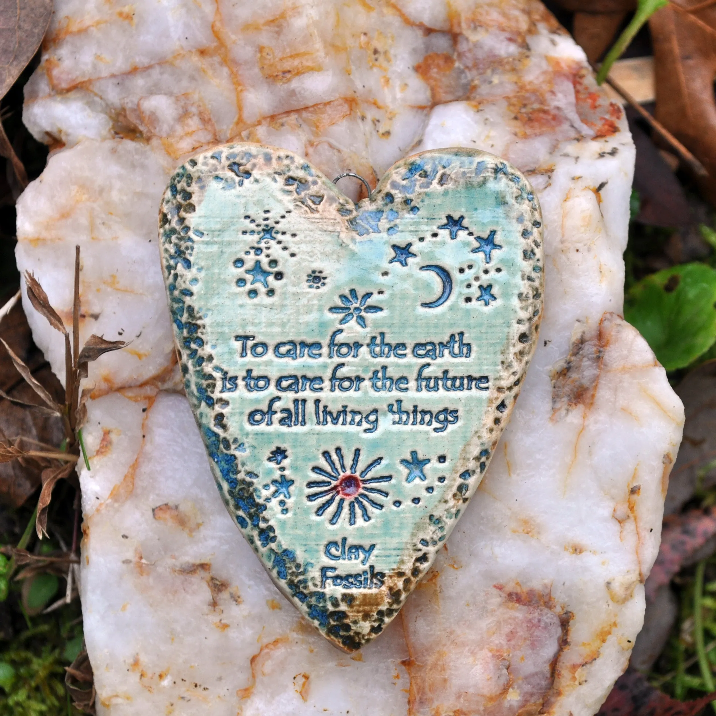 Clay Fossil Ornament, To Care for the Earth verse