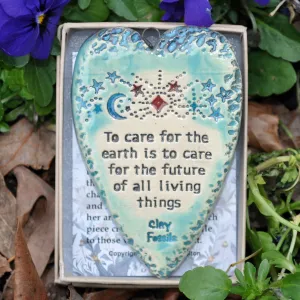 Clay Fossil Ornament, To Care for the Earth verse