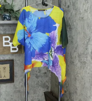 Colleen Lopez Women's Chiffon Floral Poncho Top Exploded Floral Small
