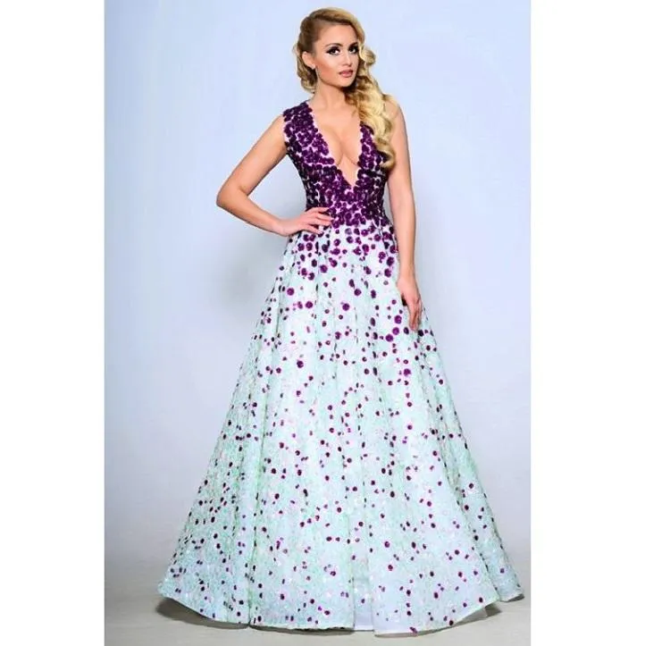 Colorful Sequin Embroidered Fabric with Cluster Flower Design