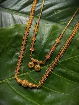 Combo Set of 2 Gold Plated Short Mangalsutra Designs and Long Mangalsutra Designs Ball Shape Pendant