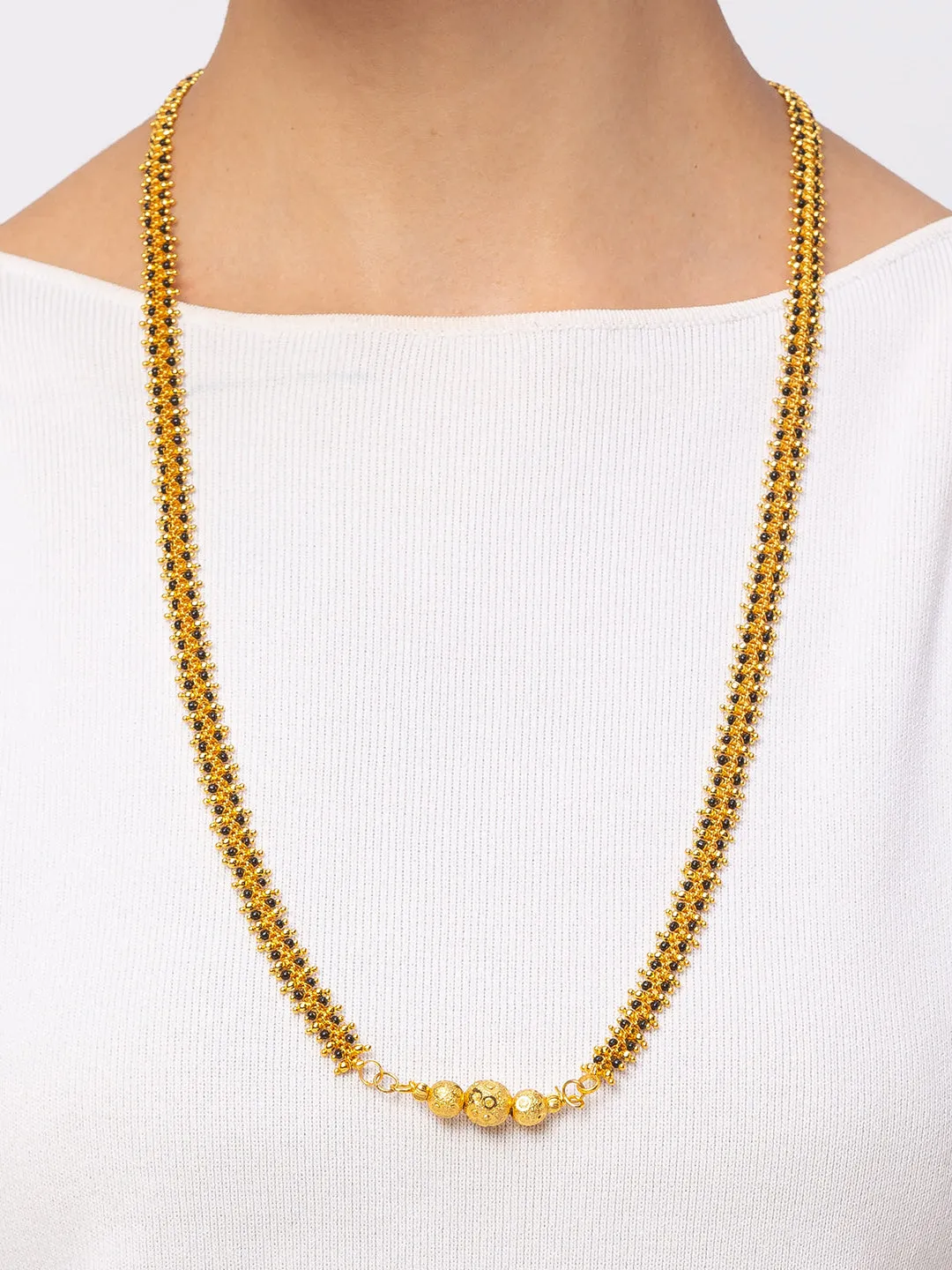Combo Set of 2 Gold Plated Short Mangalsutra Designs and Long Mangalsutra Designs Ball Shape Pendant