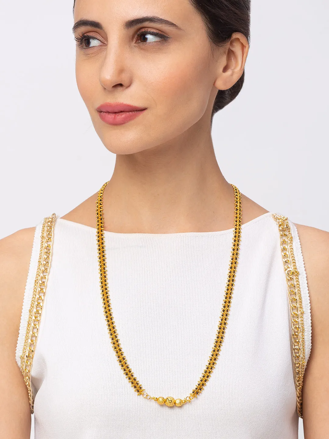 Combo Set of 2 Gold Plated Short Mangalsutra Designs and Long Mangalsutra Designs Ball Shape Pendant