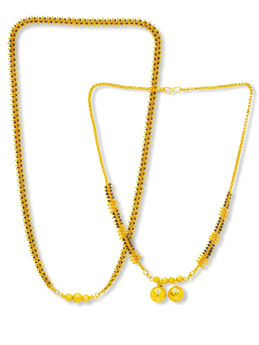 Combo Set of 2 Gold Plated Short Mangalsutra Designs and Long Mangalsutra Designs Ball Shape Pendant
