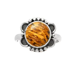 Coquina Jasper Solid 925 Sterling Silver Ring 7