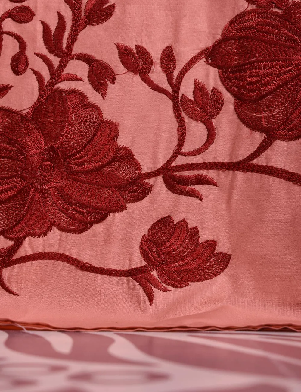 Cotton Embroidered Stitched Kurti - Fleur D’hibiscus (TS-016C-Peach)