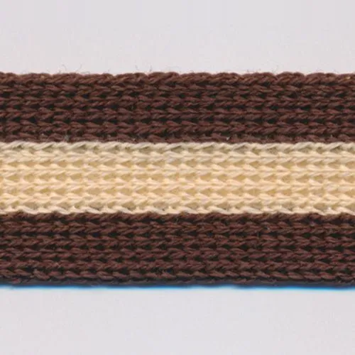 Cotton Stripe Knit Tape #18 Smoke Brown & Sand Beige