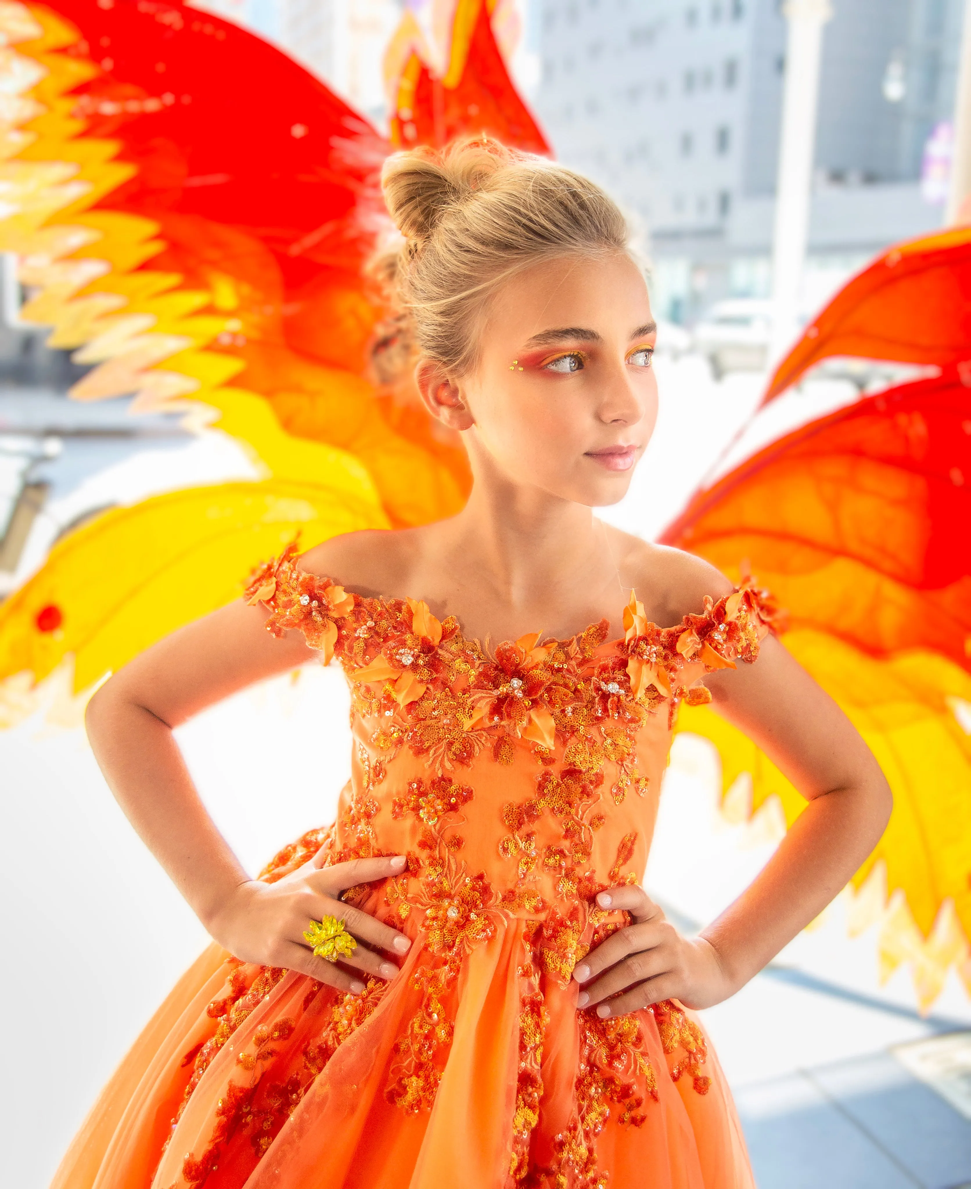 Custom Gown "Phoenix" with Large Wings