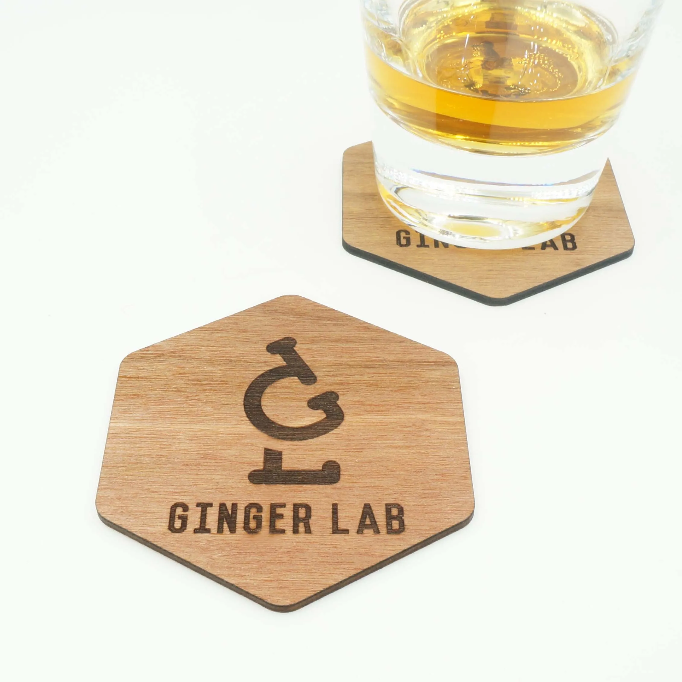 Custom Modern Hexagon Wooden Coasters Company Logo Design Your Design Drink Coasters-Set of 6