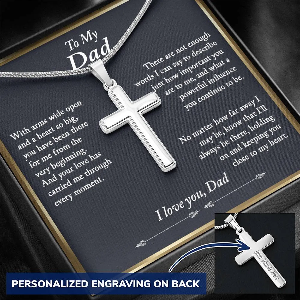 Dad Gifts, Personalized Cross Pendant for Dad, Father's Day Gift for Dad from Daughter - Snake Chain
