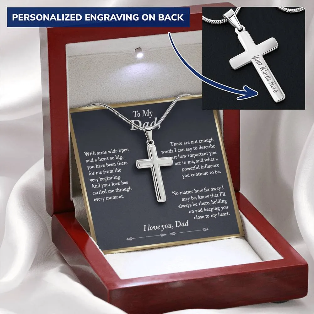Dad Gifts, Personalized Cross Pendant for Dad, Father's Day Gift for Dad from Daughter - Snake Chain