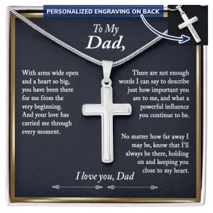 Dad Gifts, Personalized Cross Pendant for Dad, Father's Day Gift for Dad from Daughter - Snake Chain