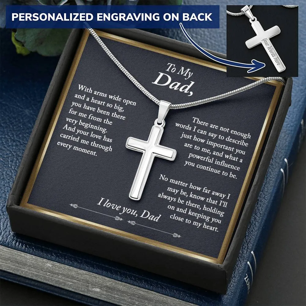 Dad Gifts, Personalized Cross Pendant for Dad, Father's Day Gift for Dad from Daughter - Snake Chain