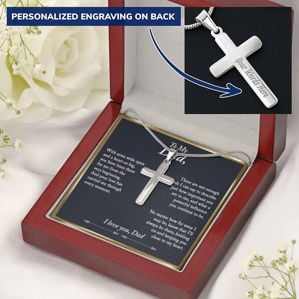 Dad Gifts, Personalized Cross Pendant for Dad, Father's Day Gift for Dad from Daughter - Snake Chain