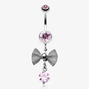 Dainty Bow Gem Sparkle Belly Ring