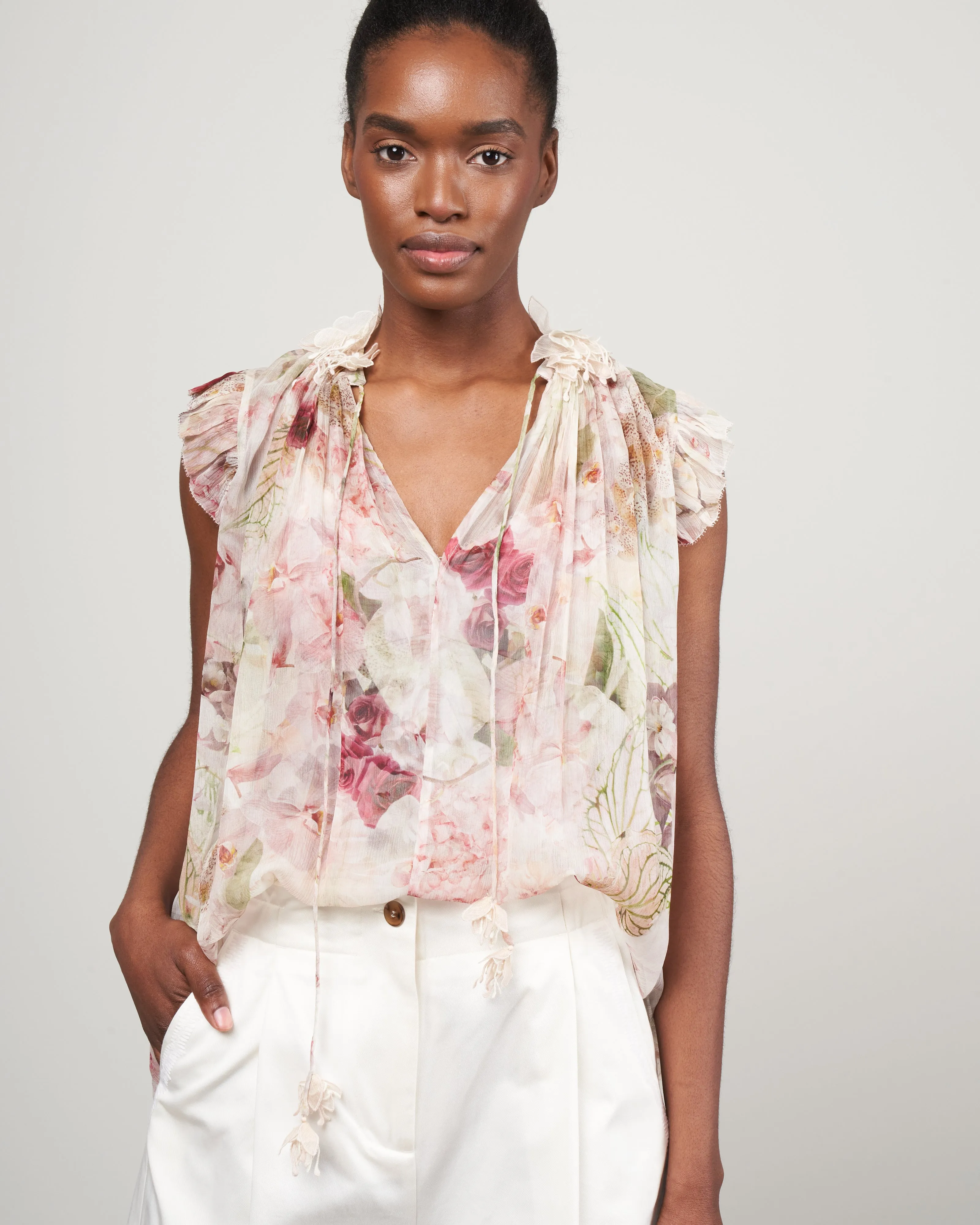 dancer flutter tank - alabaster garden floral