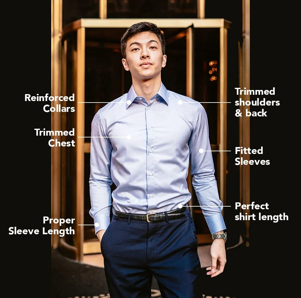 Dark Navy Blue Textured Dress Shirt | The Constellation