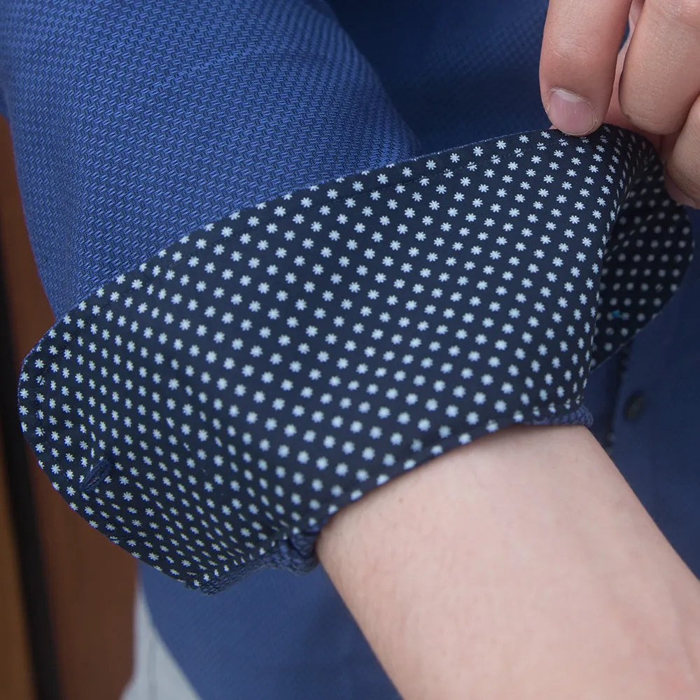 Dark Navy Blue Textured Dress Shirt | The Constellation