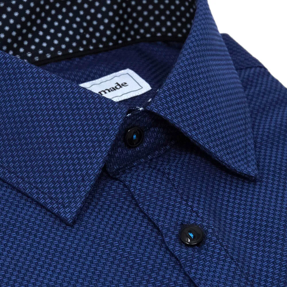 Dark Navy Blue Textured Dress Shirt | The Constellation