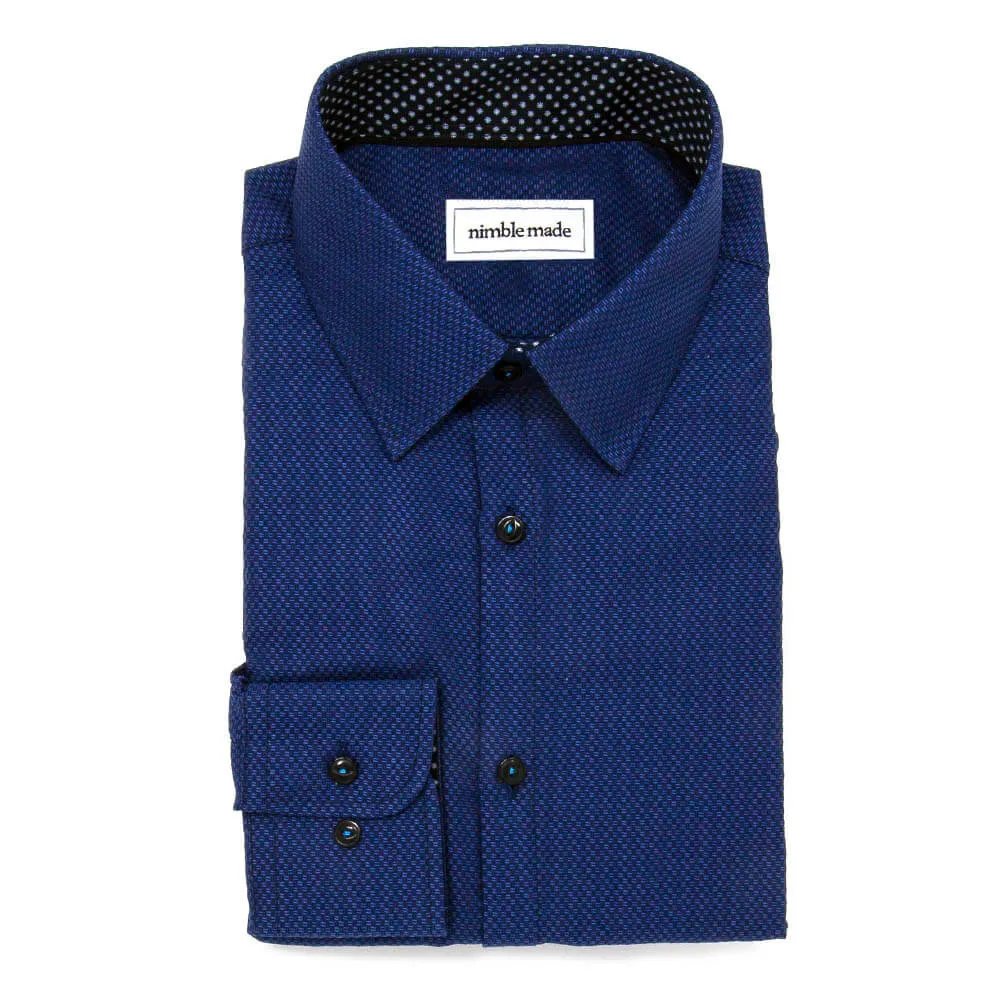 Dark Navy Blue Textured Dress Shirt | The Constellation