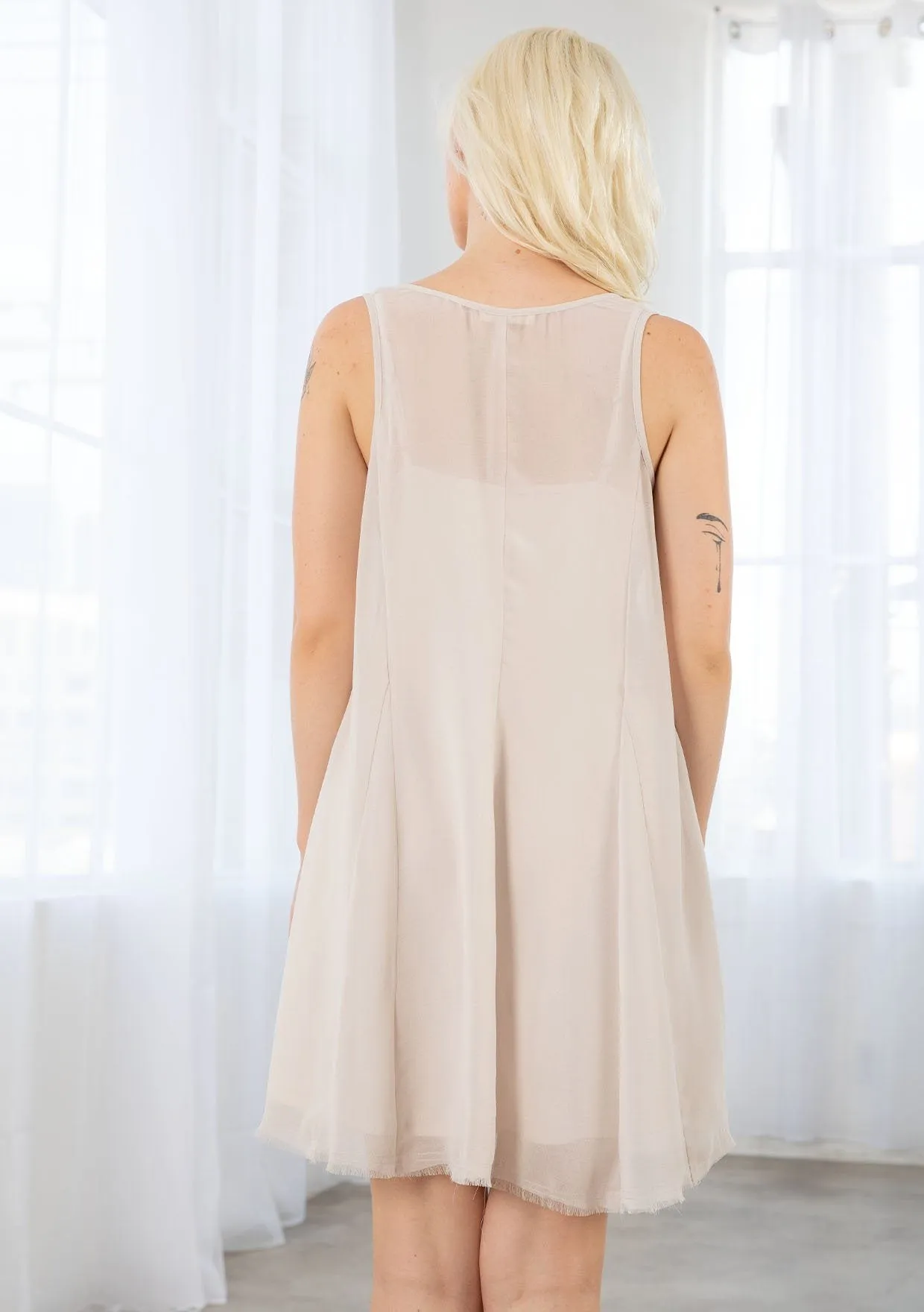 Daze Chiffon Applique Mini Dress