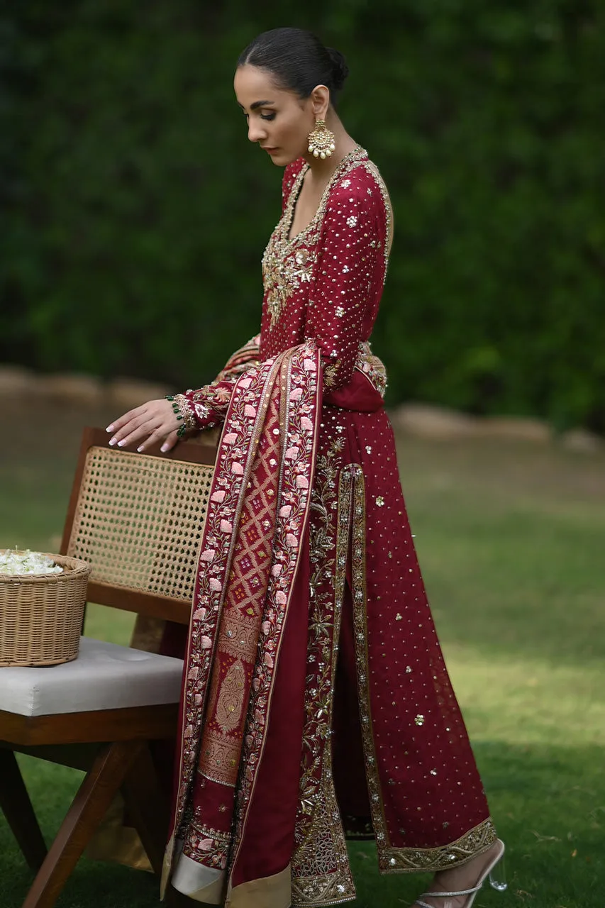Designer Red Long Kameez Salwar for Indian Wedding Wear