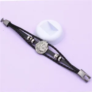 DGW Multilayer Bracelet Men Casual Fashion Braided Leather Bracelets Women Wood Bead Bracelet Punk Rock Men Jewelry
