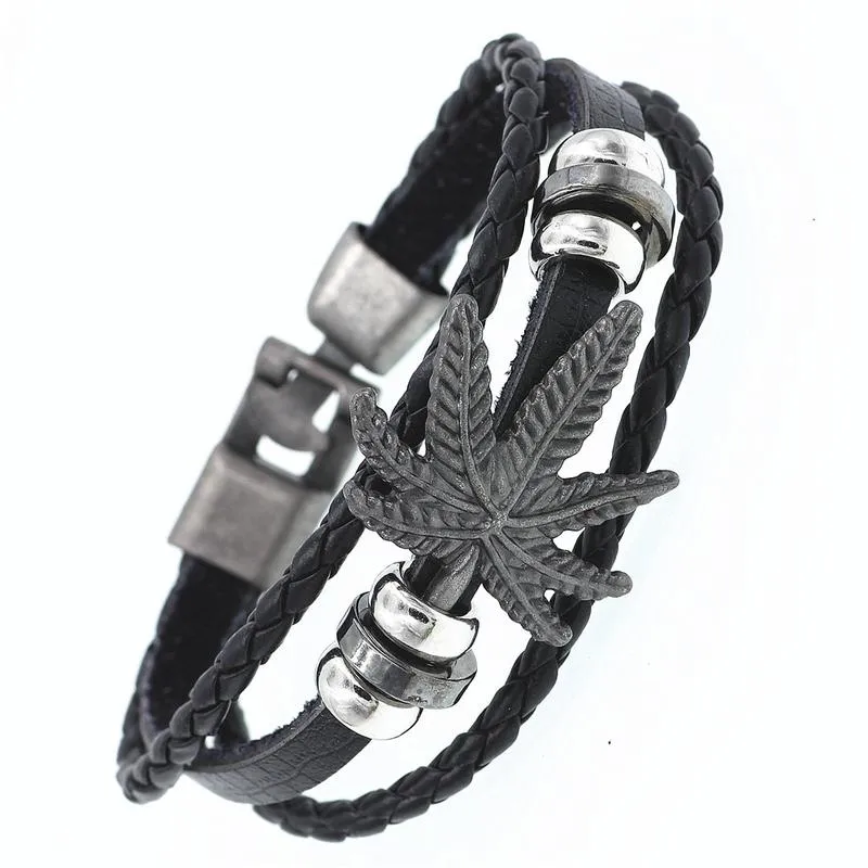 DGW Multilayer Bracelet Men Casual Fashion Braided Leather Bracelets Women Wood Bead Bracelet Punk Rock Men Jewelry