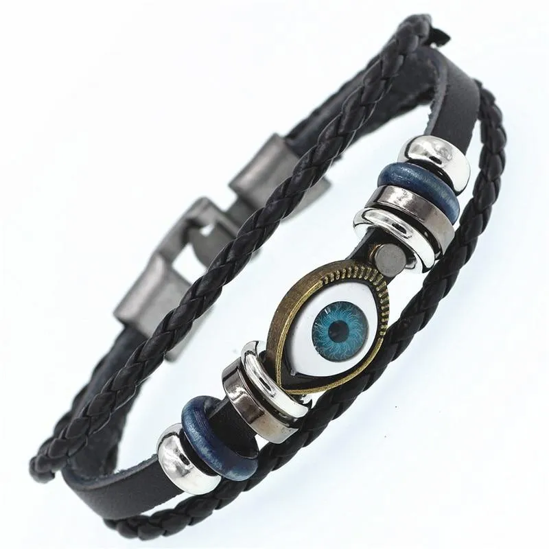 DGW Multilayer Bracelet Men Casual Fashion Braided Leather Bracelets Women Wood Bead Bracelet Punk Rock Men Jewelry