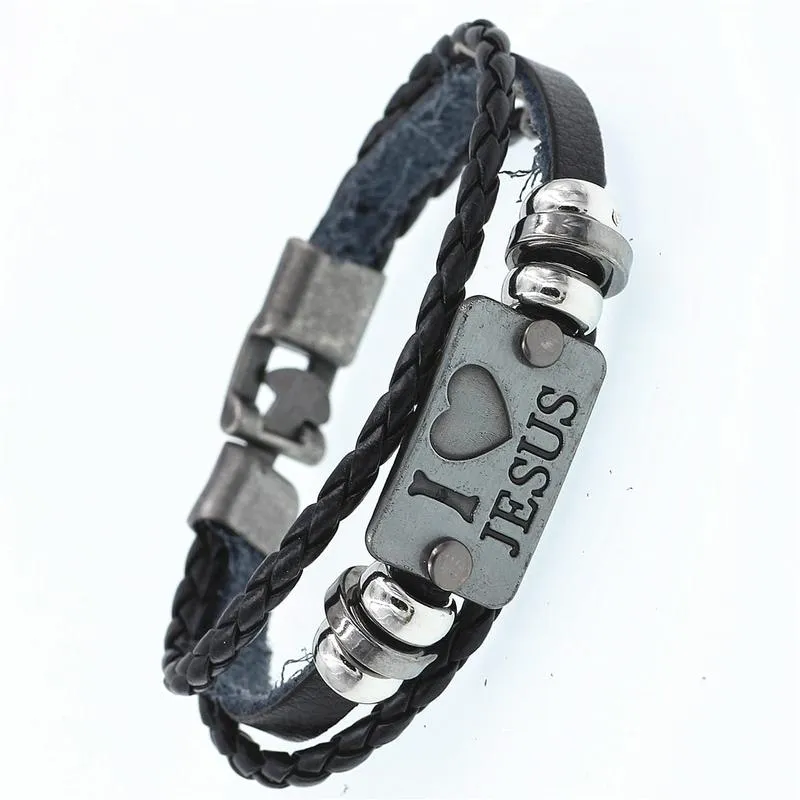 DGW Multilayer Bracelet Men Casual Fashion Braided Leather Bracelets Women Wood Bead Bracelet Punk Rock Men Jewelry