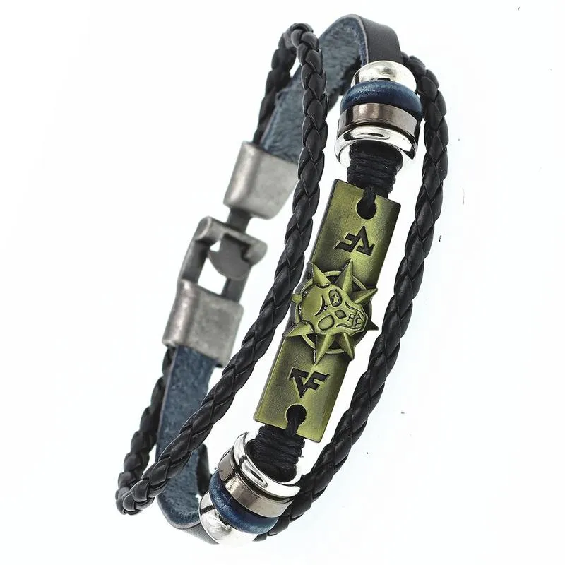 DGW Multilayer Bracelet Men Casual Fashion Braided Leather Bracelets Women Wood Bead Bracelet Punk Rock Men Jewelry