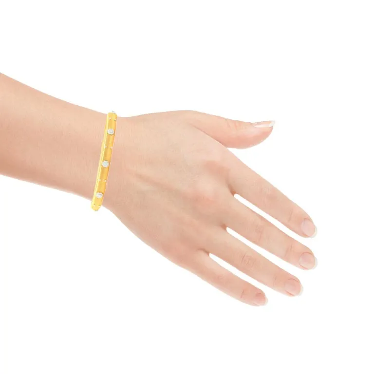 Diamond and 18k Yellow and White Gold Satin Finish Bangle Bracelet
