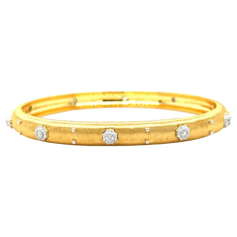 Diamond and 18k Yellow and White Gold Satin Finish Bangle Bracelet