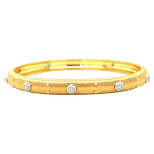 Diamond and 18k Yellow and White Gold Satin Finish Bangle Bracelet
