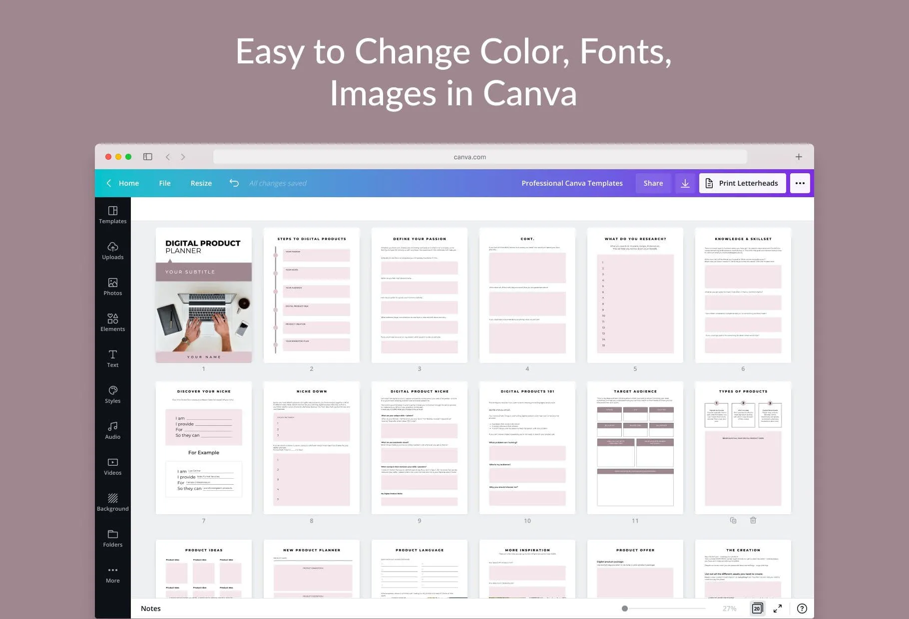Digital Product Planner Canva Template