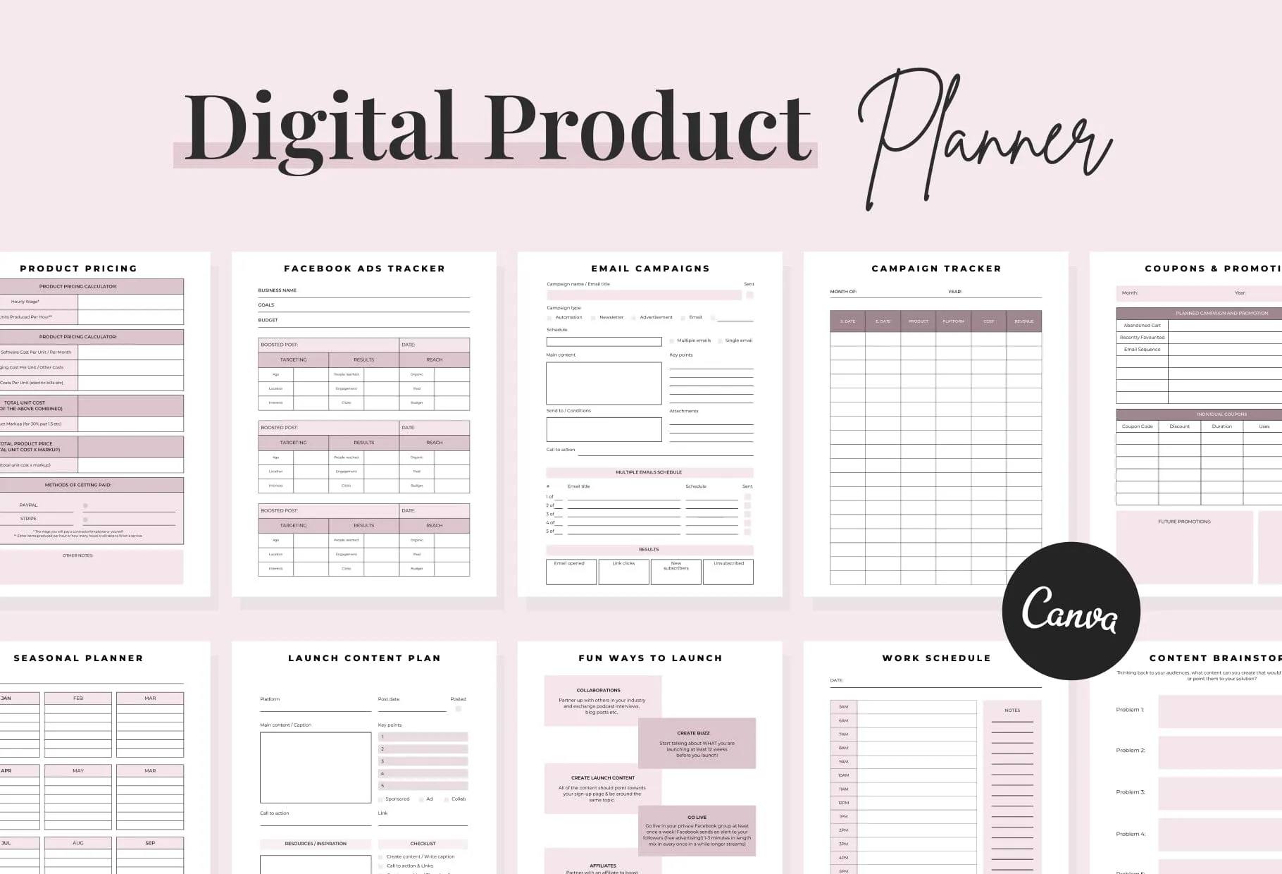 Digital Product Planner Canva Template