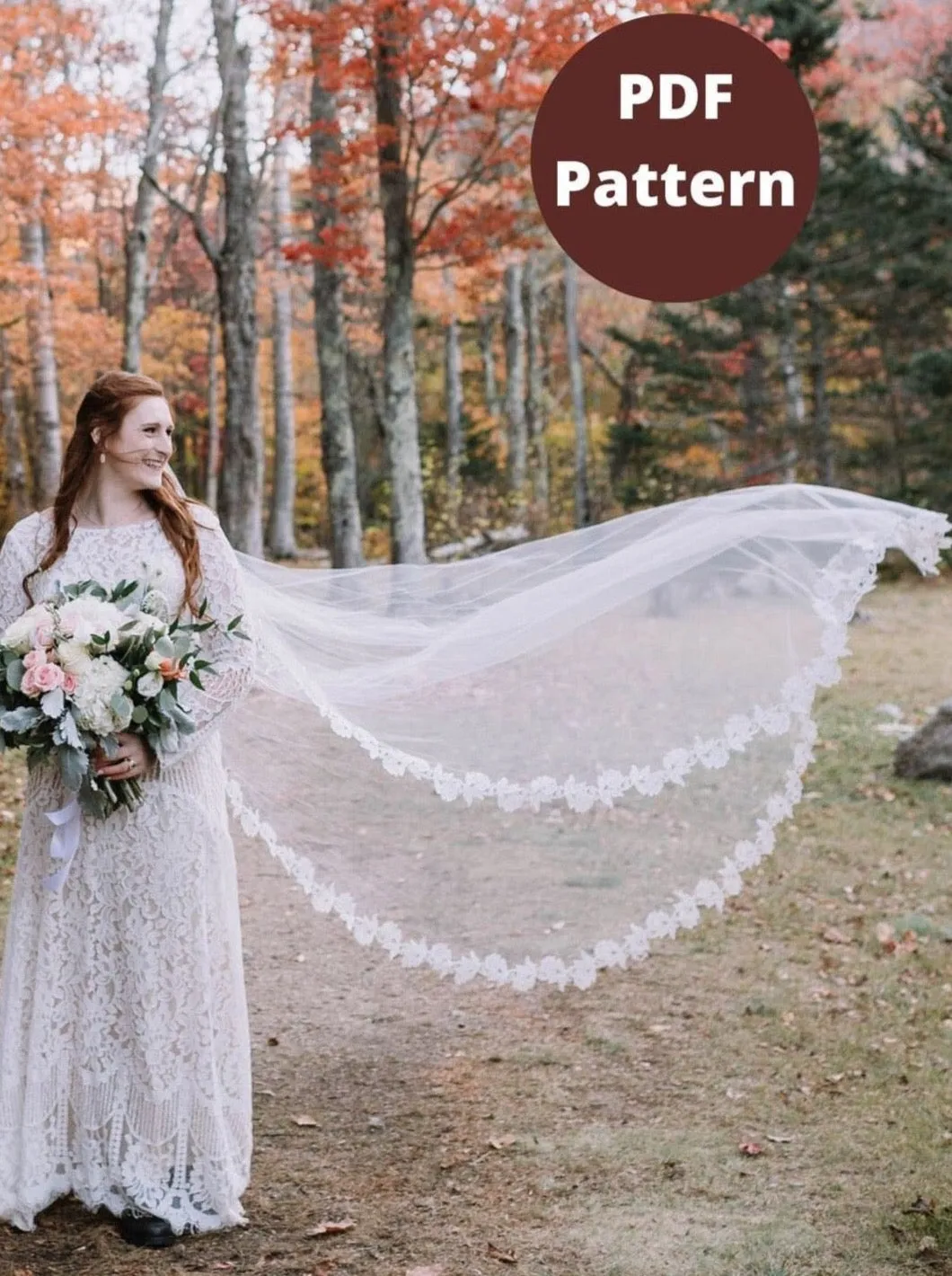 DIY Lace Cathedral Length Wedding Veil Pattern PDF Tutorial