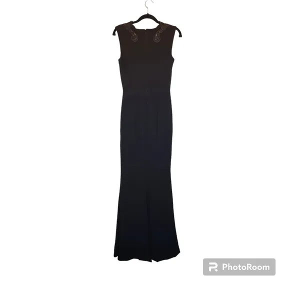 DRESS THE POPULATION NWOT Mesh Embroidered Maxi Dress Small