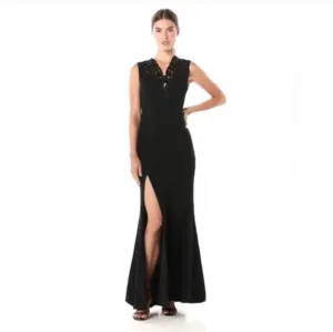 DRESS THE POPULATION NWOT Mesh Embroidered Maxi Dress Small