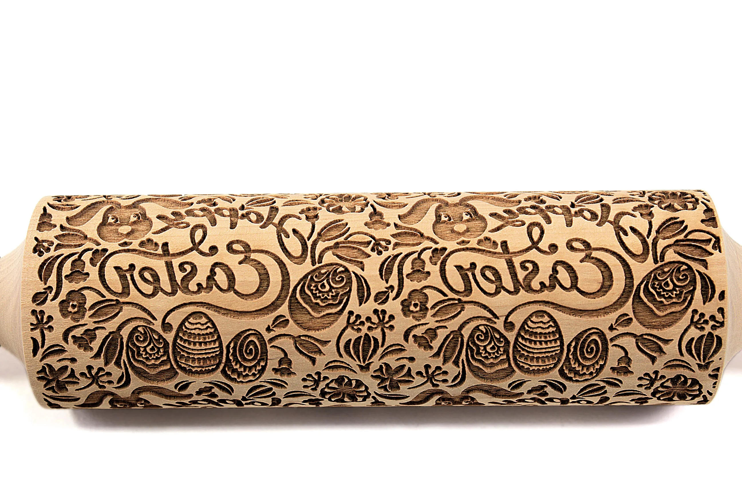 Easter Rolling Pin, Embossed Happy Eggs Shortbread Cookies, Christmas Gift Gingerbread Pottery Stamp, Ceramic Roller