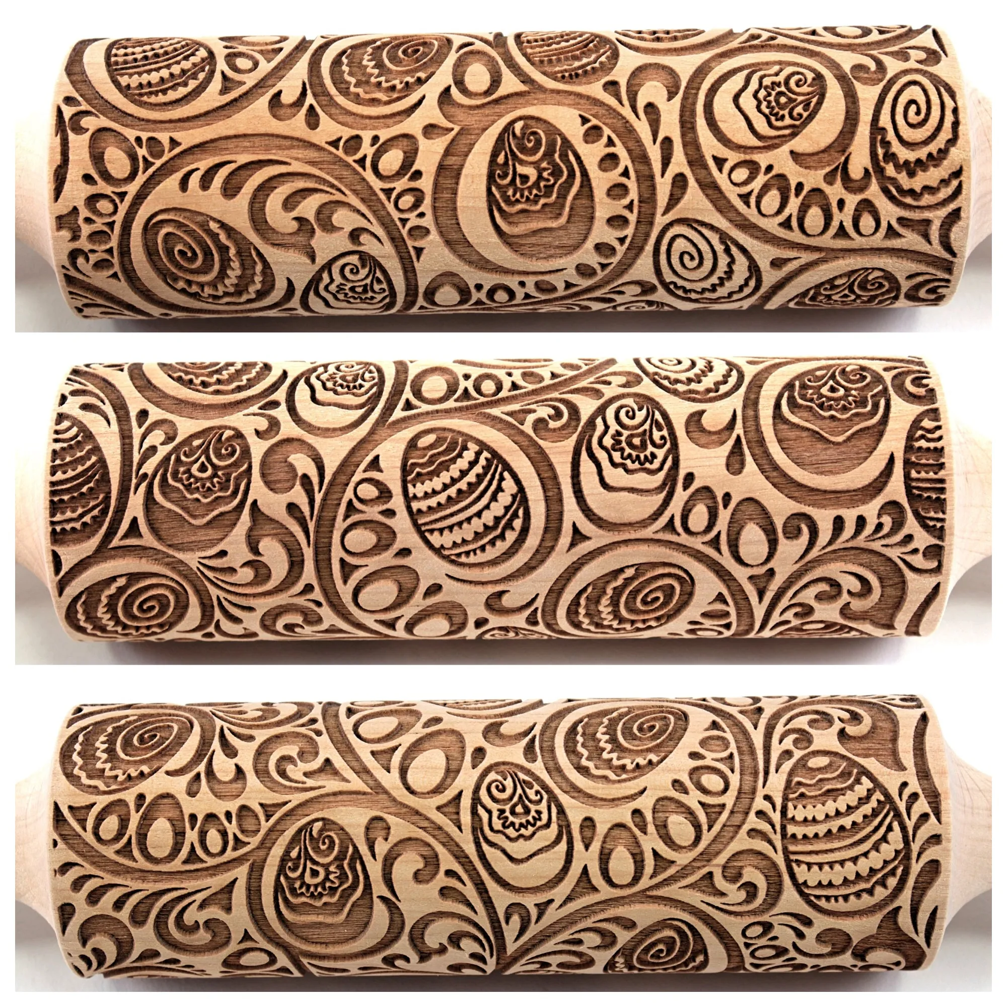 Easter Rolling Pin, Embossed Happy Eggs Shortbread Cookies, Christmas Gift Gingerbread Pottery Stamp, Ceramic Roller