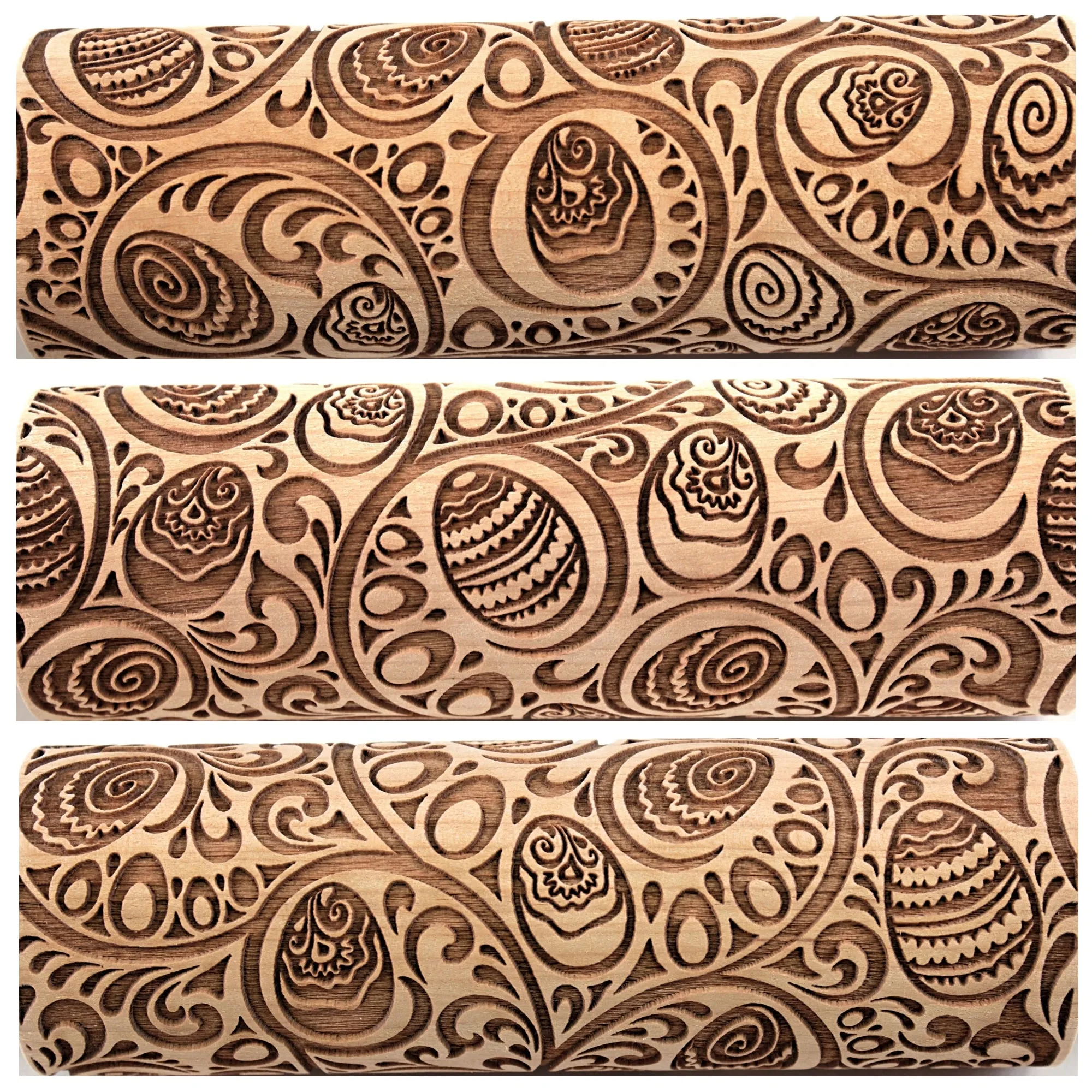 Easter Rolling Pin, Embossed Happy Eggs Shortbread Cookies, Christmas Gift Gingerbread Pottery Stamp, Ceramic Roller