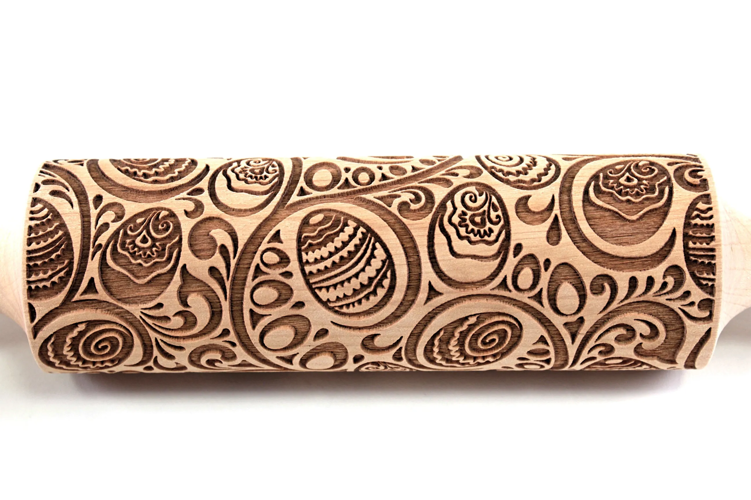 Easter Rolling Pin, Embossed Happy Eggs Shortbread Cookies, Christmas Gift Gingerbread Pottery Stamp, Ceramic Roller