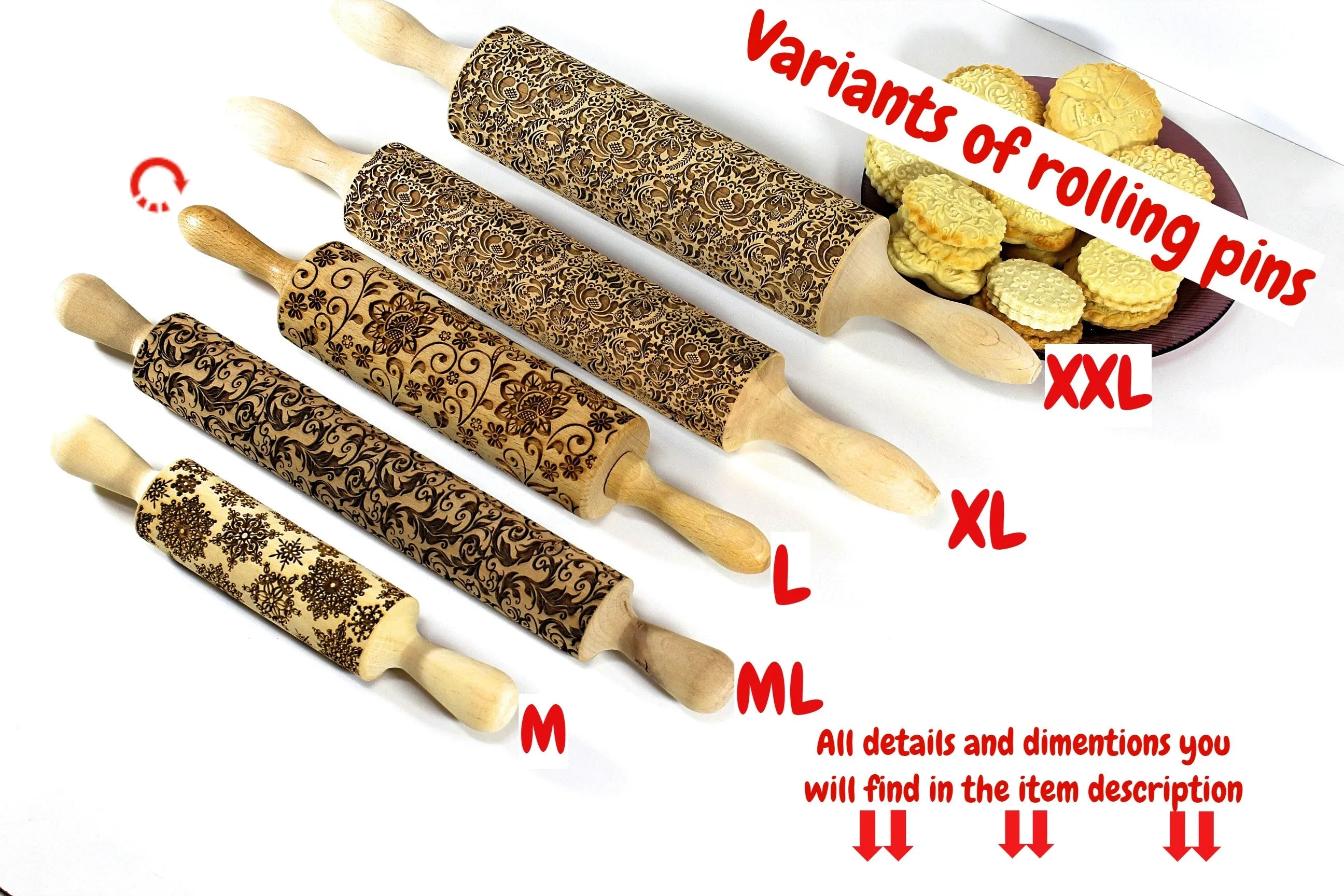 Easter Rolling Pin, Embossed Happy Eggs Shortbread Cookies, Christmas Gift Gingerbread Pottery Stamp, Ceramic Roller