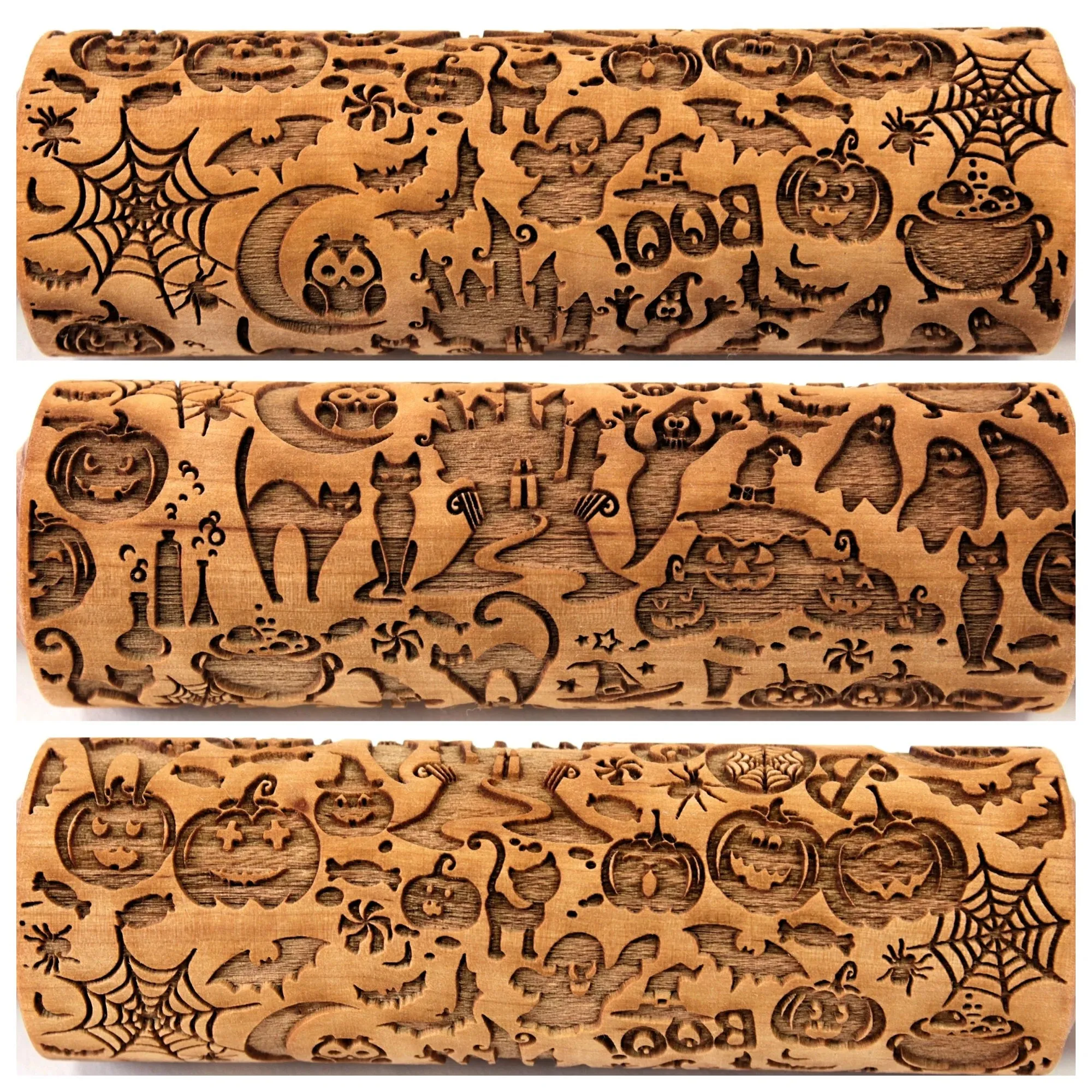 Embossed Rolling Pin Halloween Ghost, Jack o Lantern, Sugar Cookies