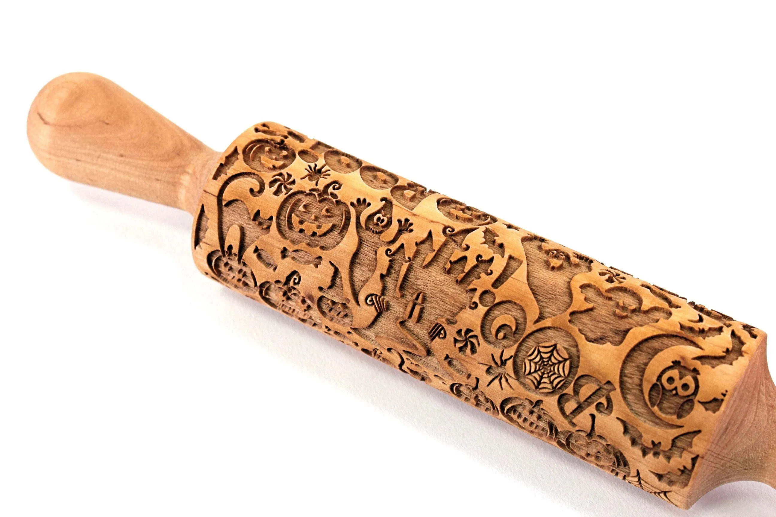 Embossed Rolling Pin Halloween Ghost, Jack o Lantern, Sugar Cookies