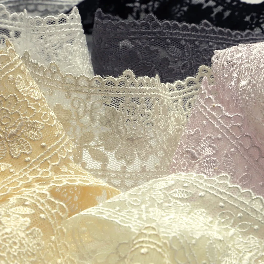 Embroidered Tulle Lace #01 White
