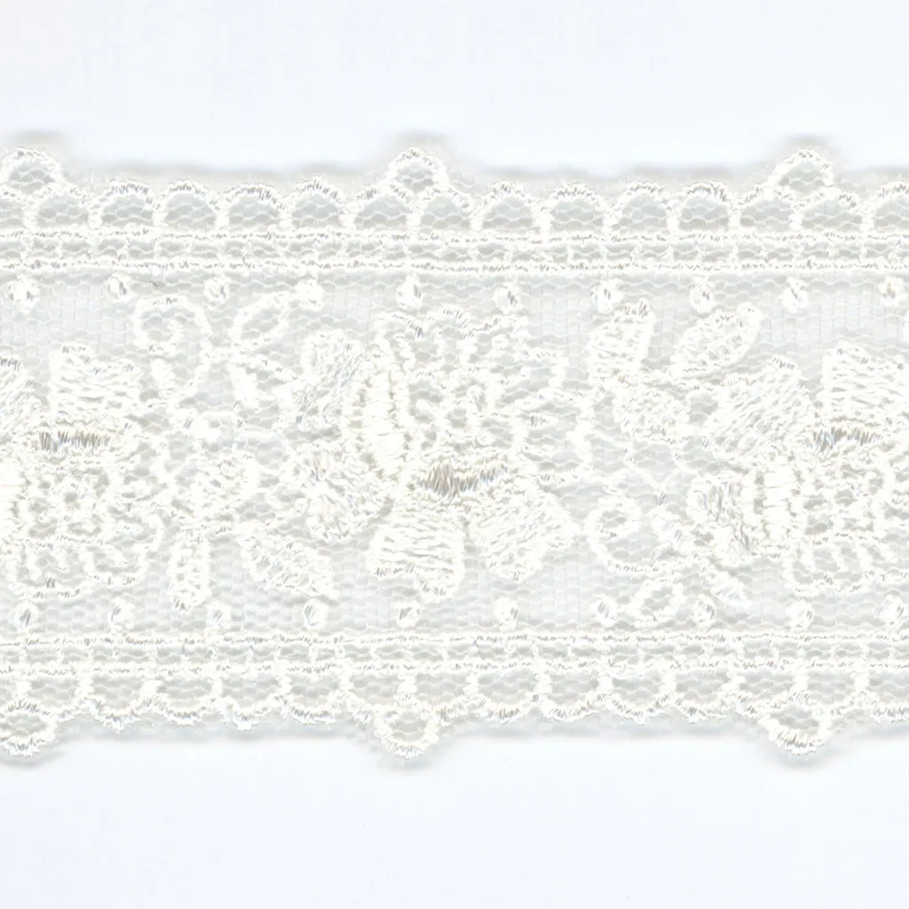 Embroidered Tulle Lace #01 White
